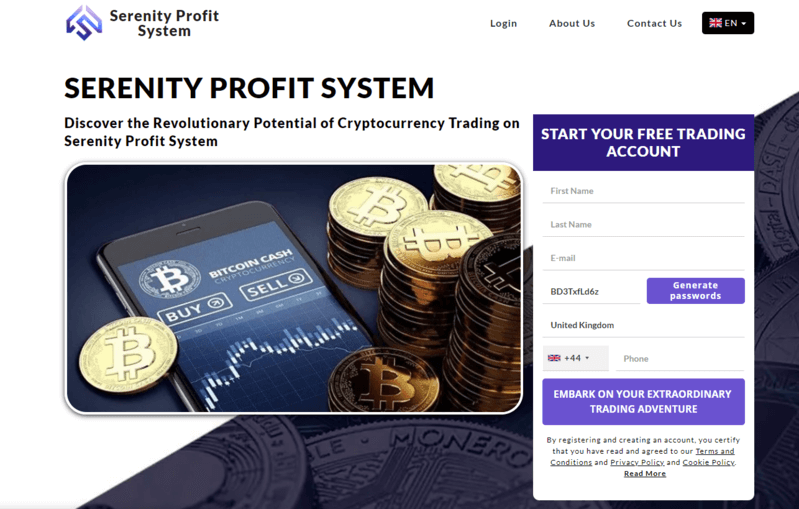 Serenity Profit System review homepage