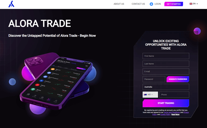 AloraTrade_homepage