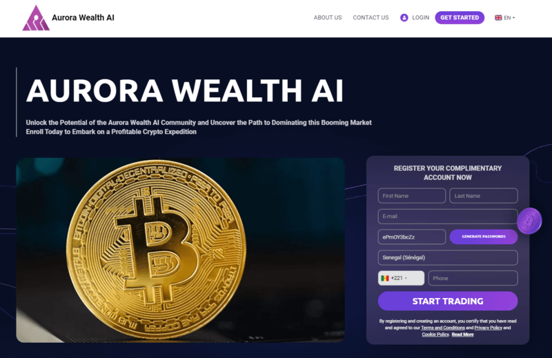 Aurora Wealth AI Homepage Screenshot