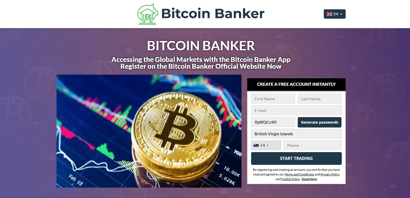 Bitcoin Banker Homepage Screenshot