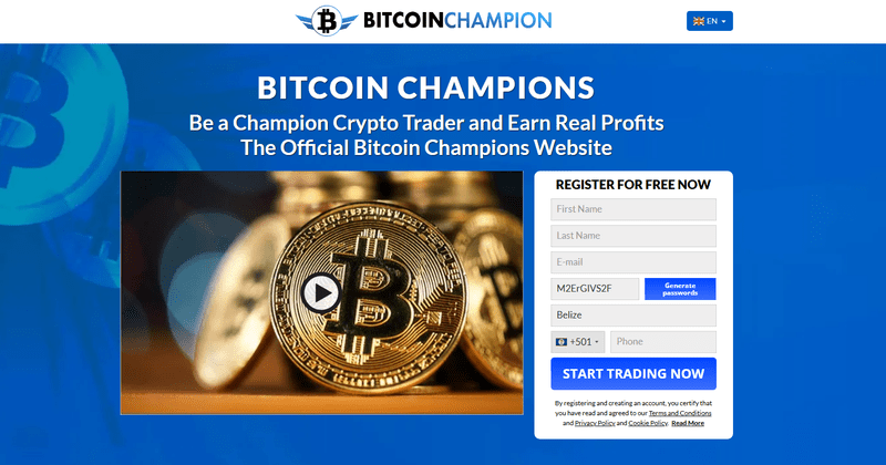 Bitcoin Champion Homepage Screenshot