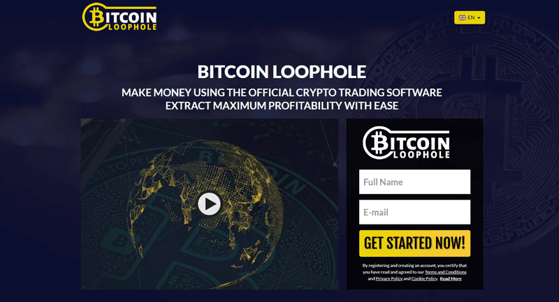 Bitcoin Loophole Homepage Screenshot