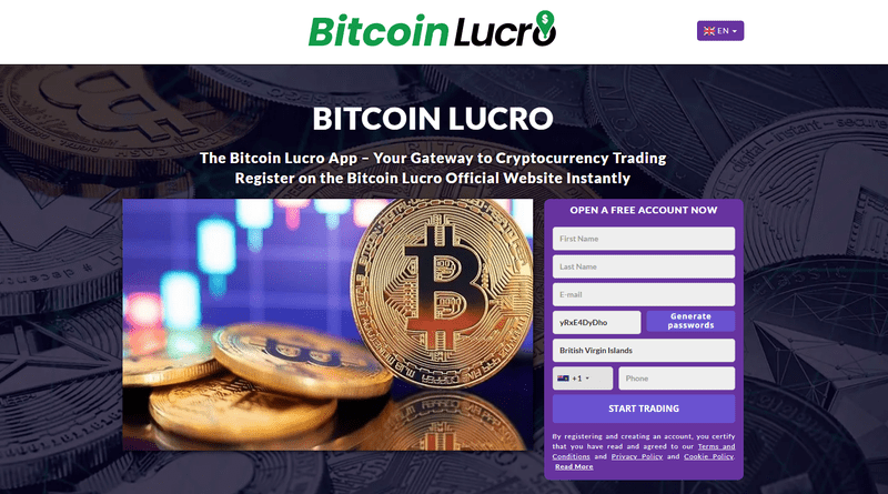 Bitcoin Lucro Homepage Screenshot