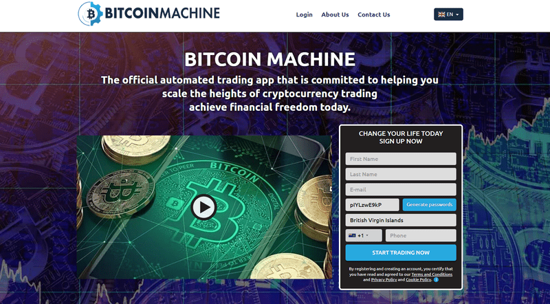 Bitcoin Machine Homepage Screenshot