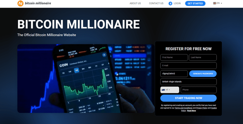 Bitcoin Millionaire Homepage Screenshot