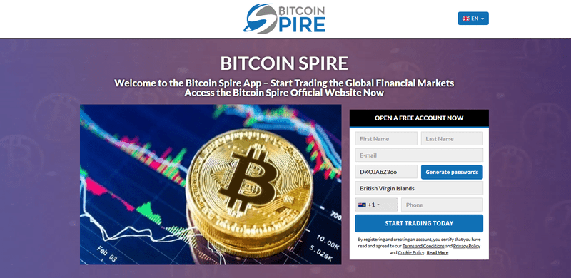 Bitcoin Spire Homepage Screenshot