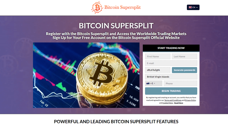 Bitcoin Supersplit Homepage Screenshot