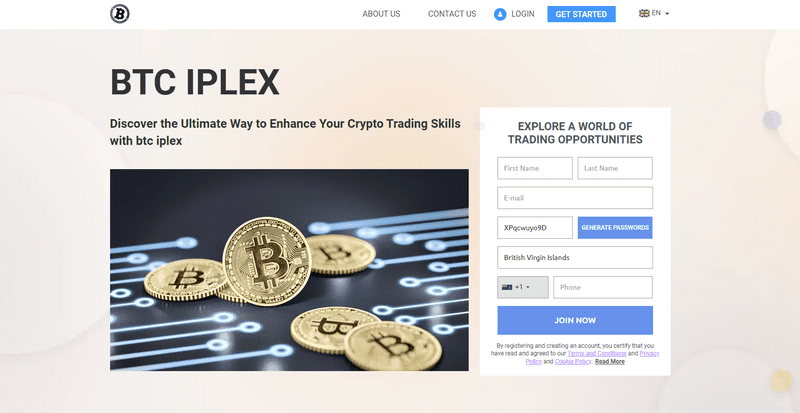 BTC iPlex Homepage Screenshot