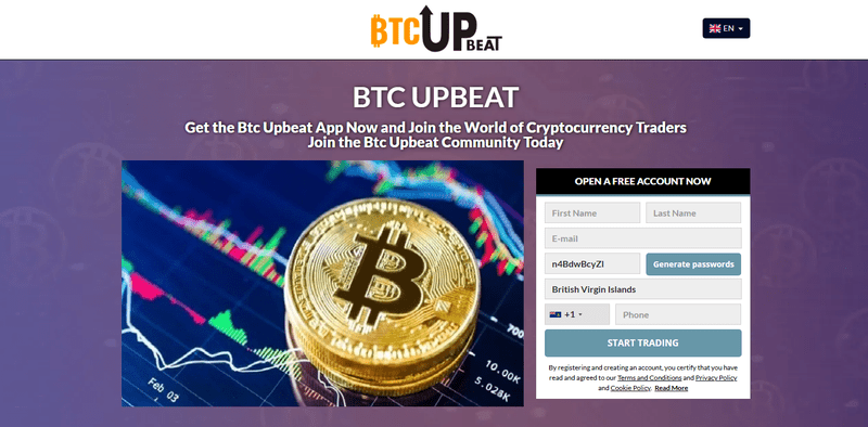 BTC UpBeat Homepage Screenshot