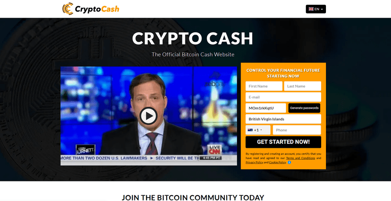 Crypto Cash Homepage Screenshot