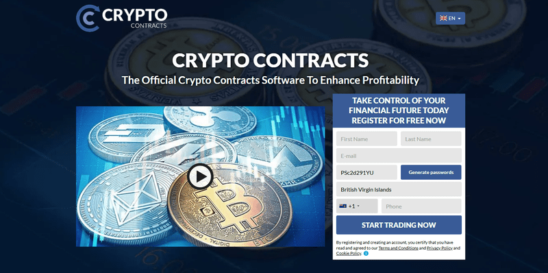 Crypto Contracts Homepage Screenshot