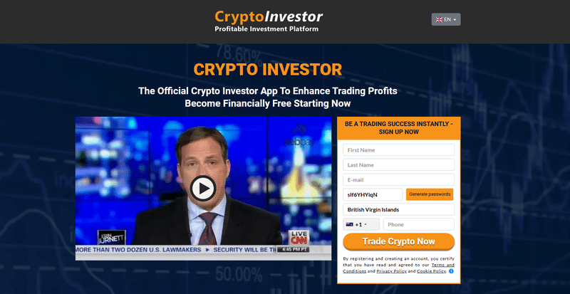 Crypto Investor Homepage Screenshot