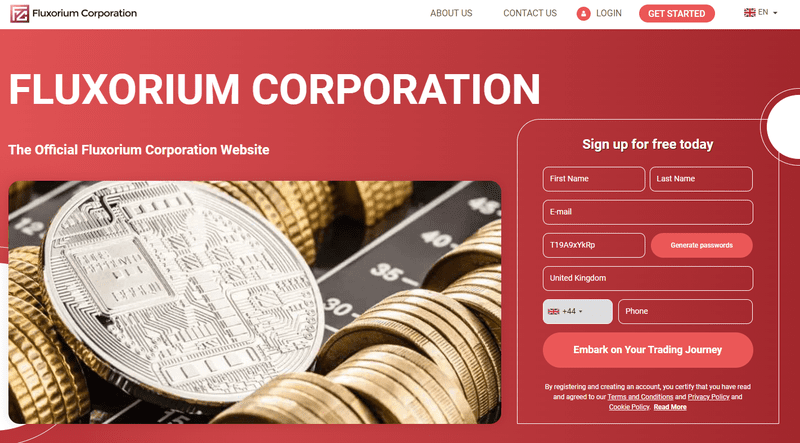 Fluxorium Corporation Homepage Screenshot