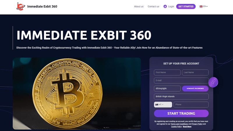 Immediate Exbit 360 Homepage Screenshot