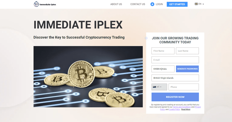 Immediate Iplex Homepage Screenshot