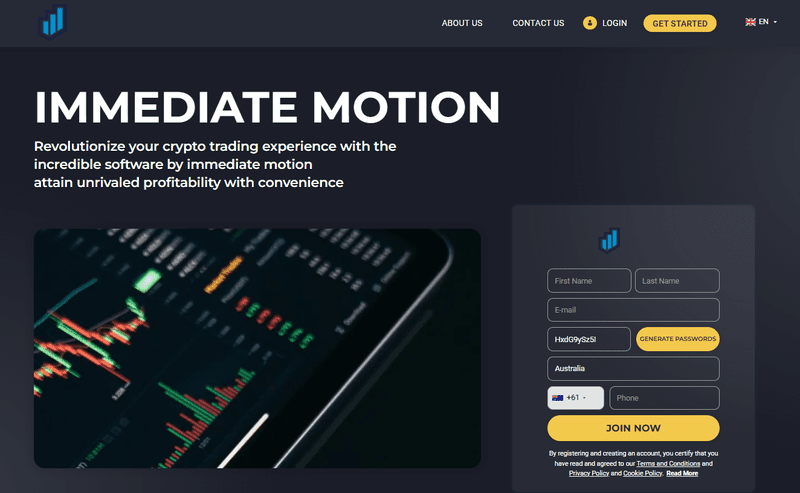 Immediate Motion Homepage Screenshot