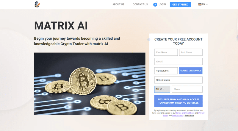 Matrix AI Homepage Screenshot