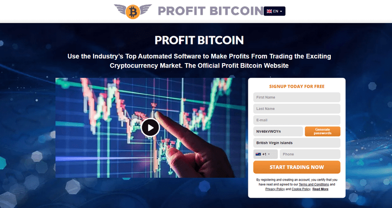 Profit Bitcoin Homepage Screenshot