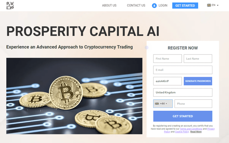 Prosperity Capital AI Homepage Screenshot