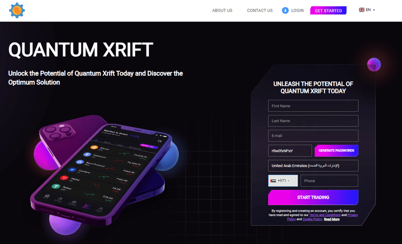 Quantum Xrift Homepage Screenshot