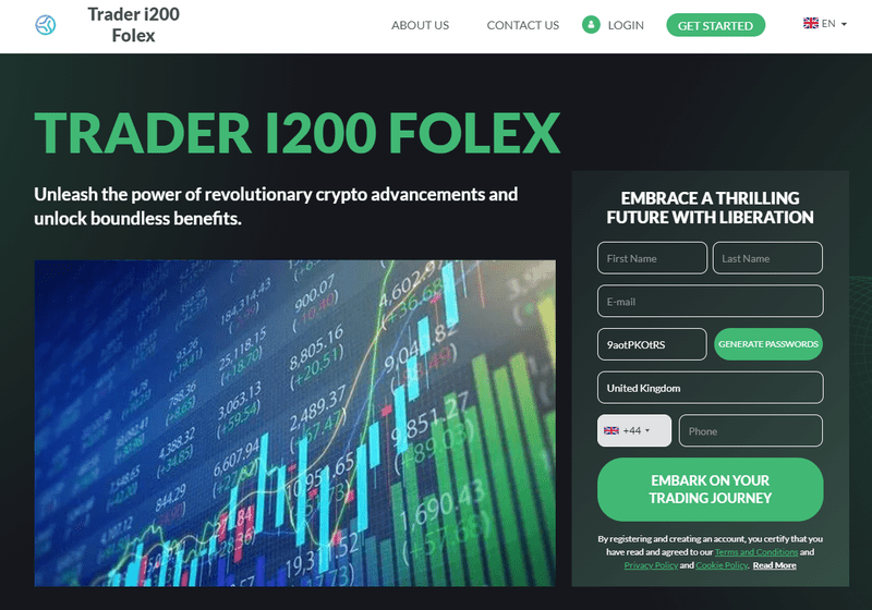 Trader i200 Folex Homepage Screenshot