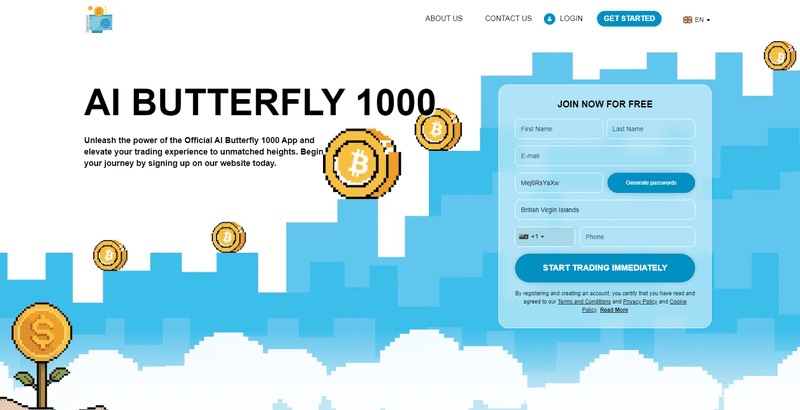 AI Butterfly 1000 Homepage Screenshot