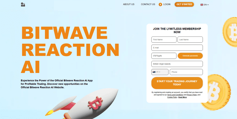 Bitwave Reaction AI Homepage Screenshot