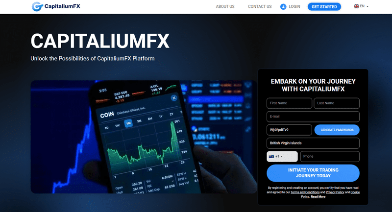 CapitaliumFX Homepage Screenshot