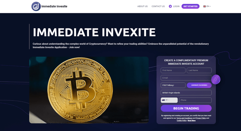 Immediate Invexite Homepage Screenshot