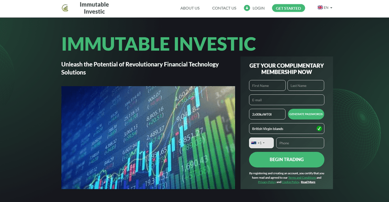 Immutable Investic Homepage Screenshot