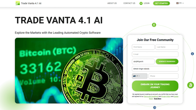 Trade Vanta 4.1 Ai Homepage Screenshot